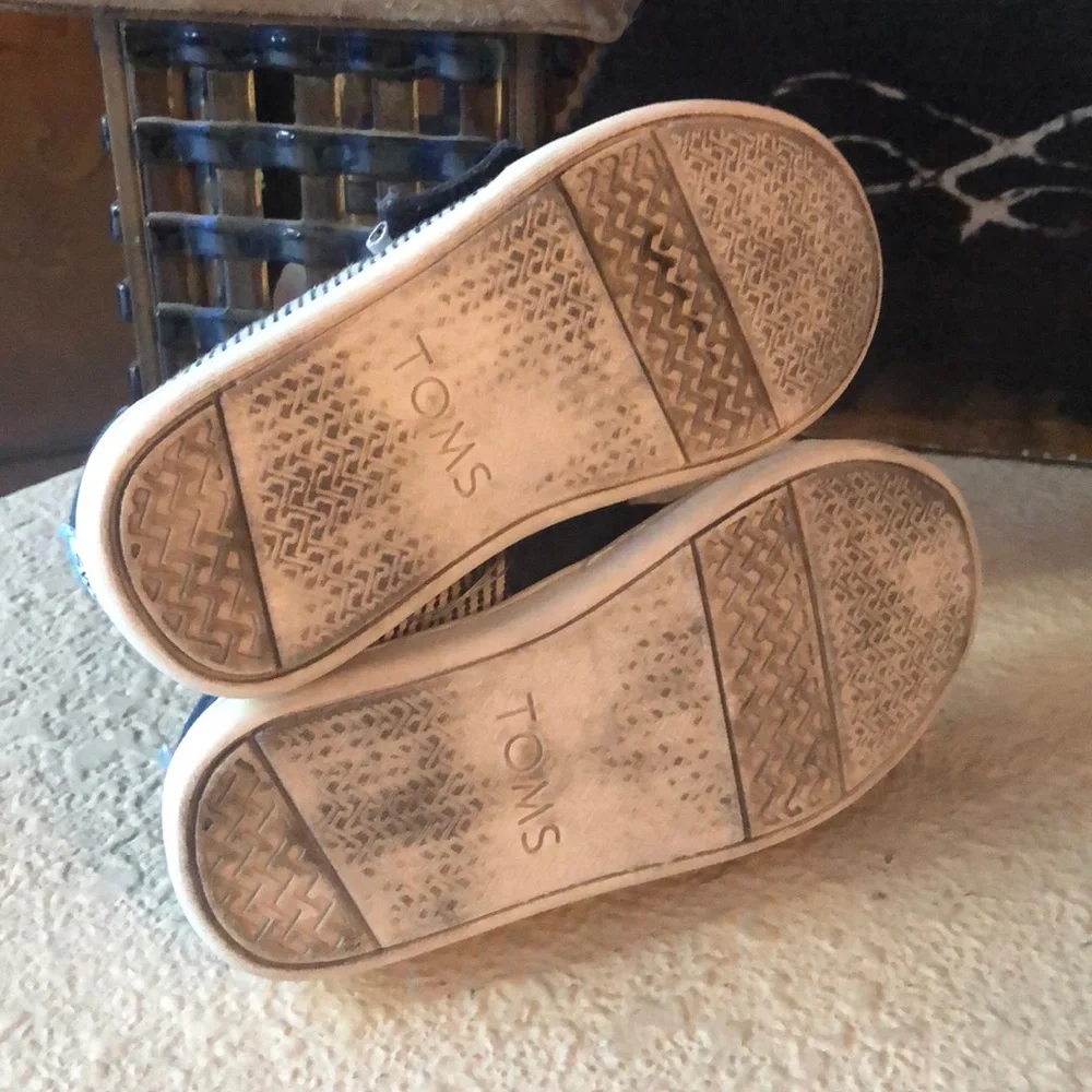 Toms toddler canvas slip on‎ striped navy shoes